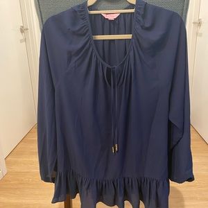 Lily Pulitzer Silk Navy Blouse